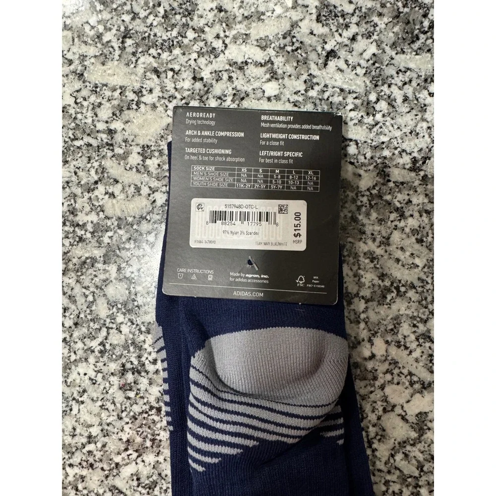 Adidas Soccer Copa Zone Socks Men Large Navy Blue White Aeroready 5157948D-OTC-L